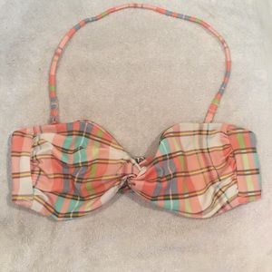 Victoria’s Secret Bandeau bikini plaid pink top!!